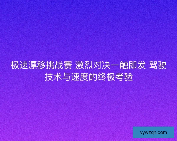 极速漂移挑战赛 激烈对决一触即发 驾驶技术与速度的终极考验